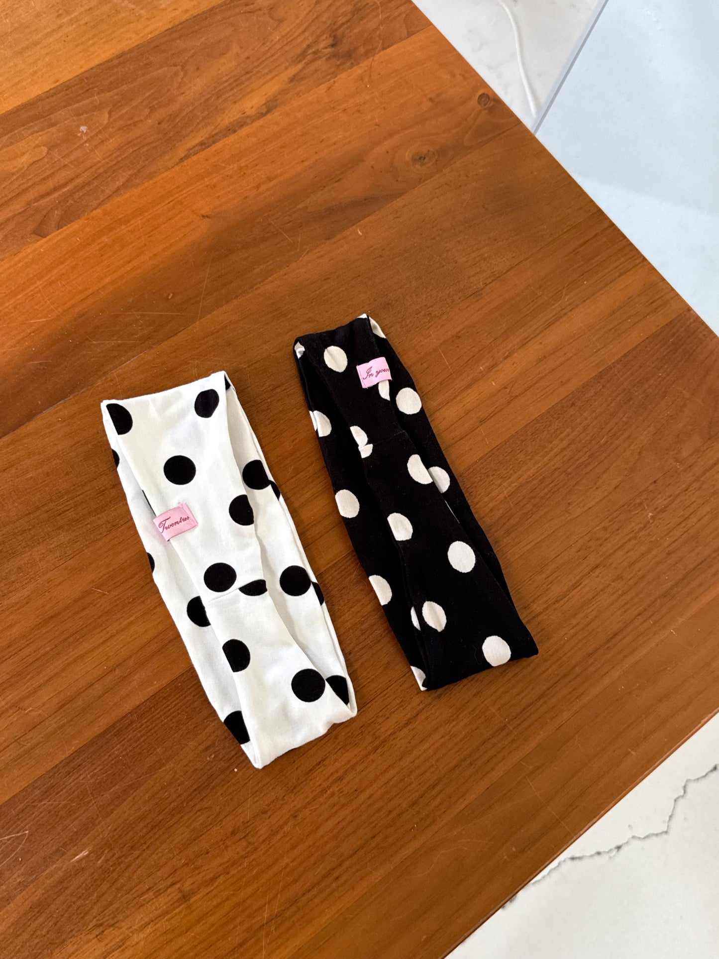 the lola headband black polka