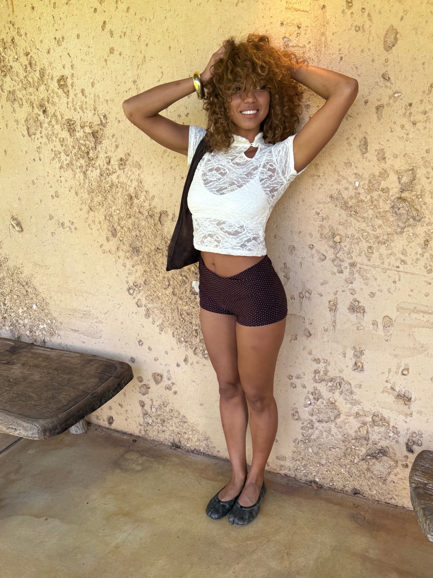 the penelope mini shorts polka dot espresso