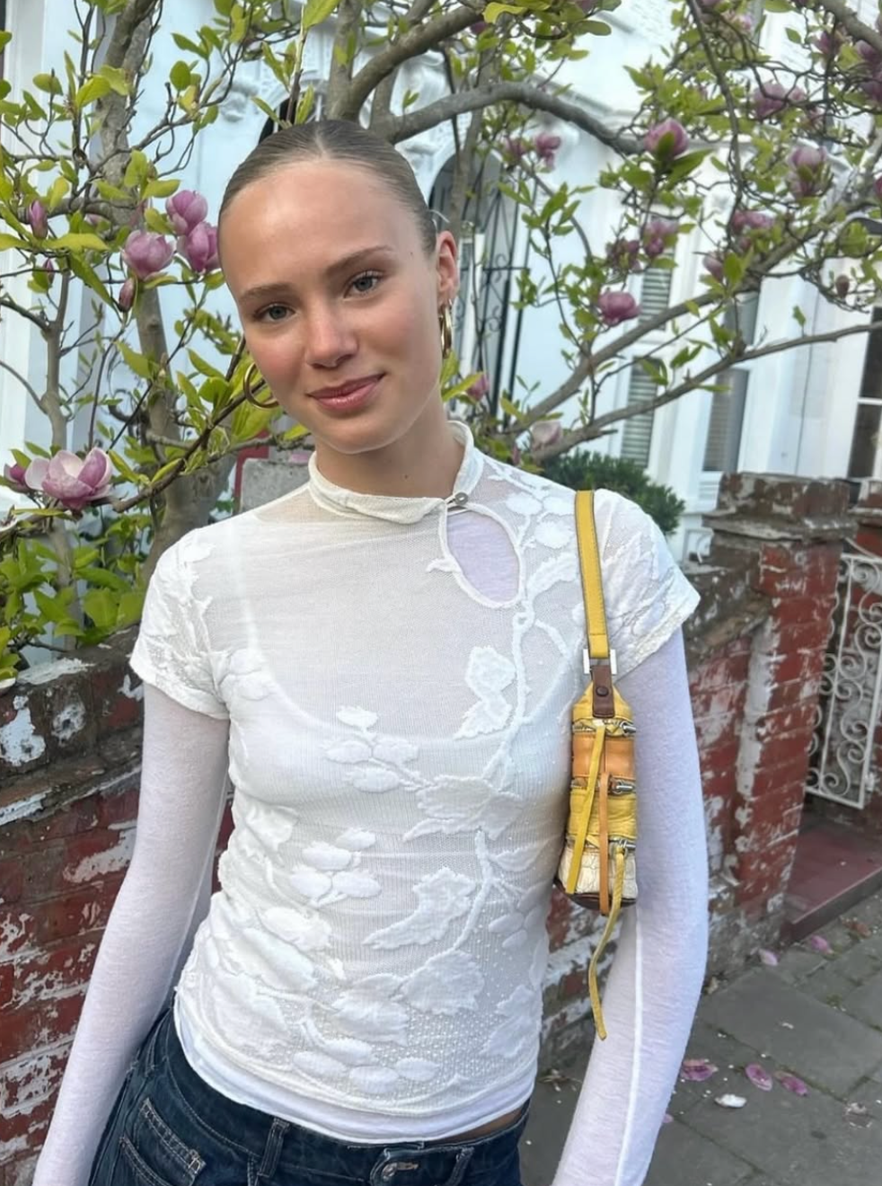 the iris open neck top velvet floral