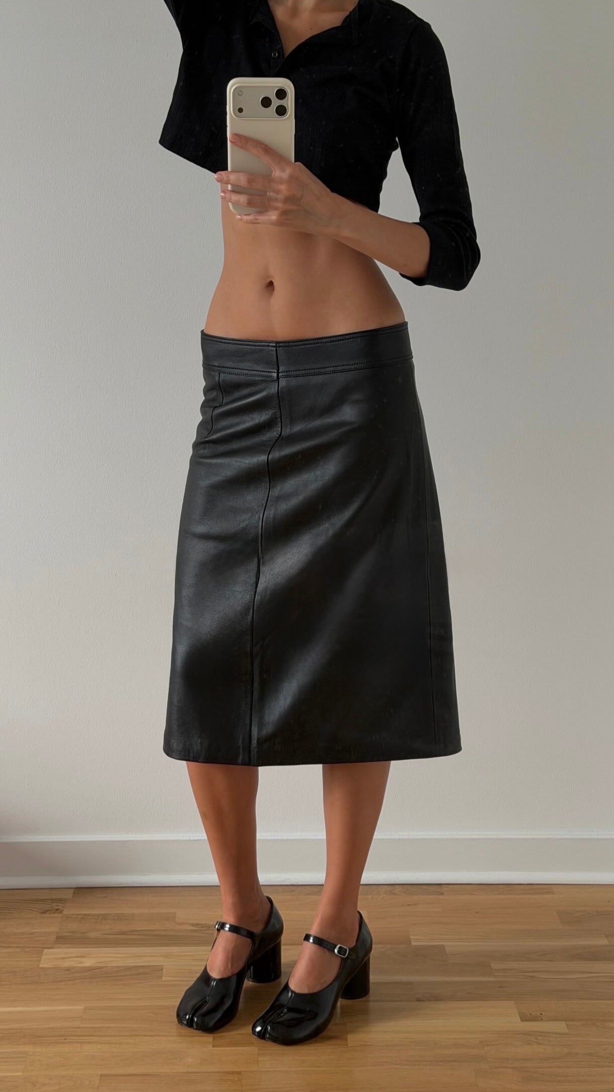 Allegra Leather Skirt Noir