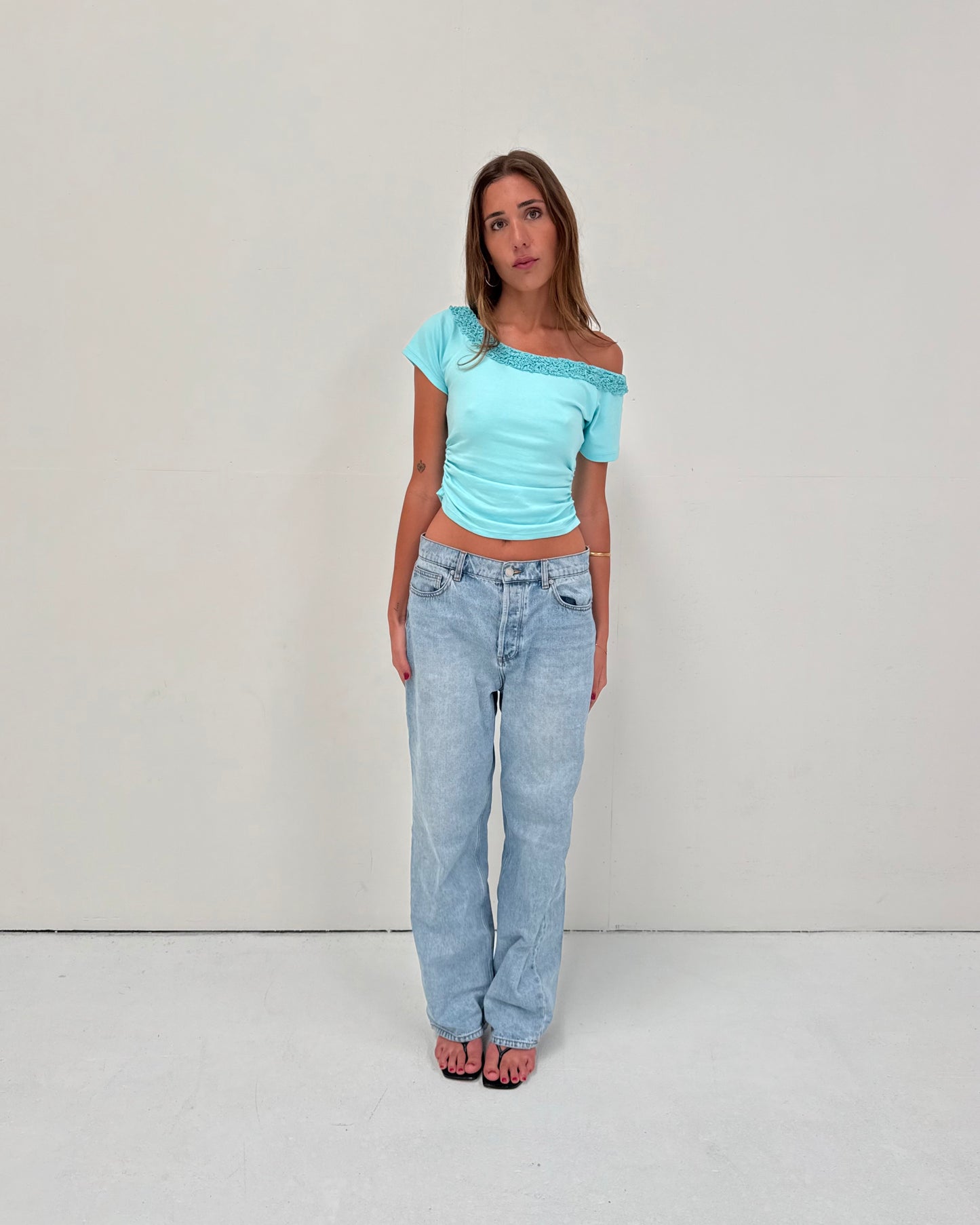 the mira top in aquamarine