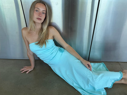 the mira dress in aquamarine
