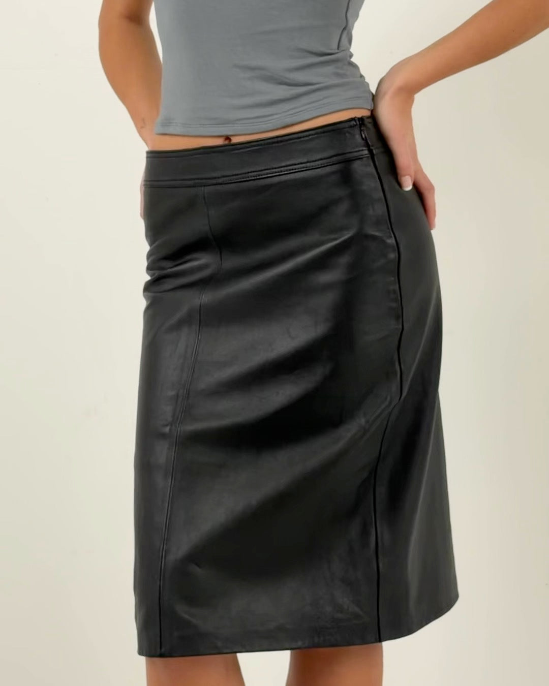 Allegra Leather Skirt Noir