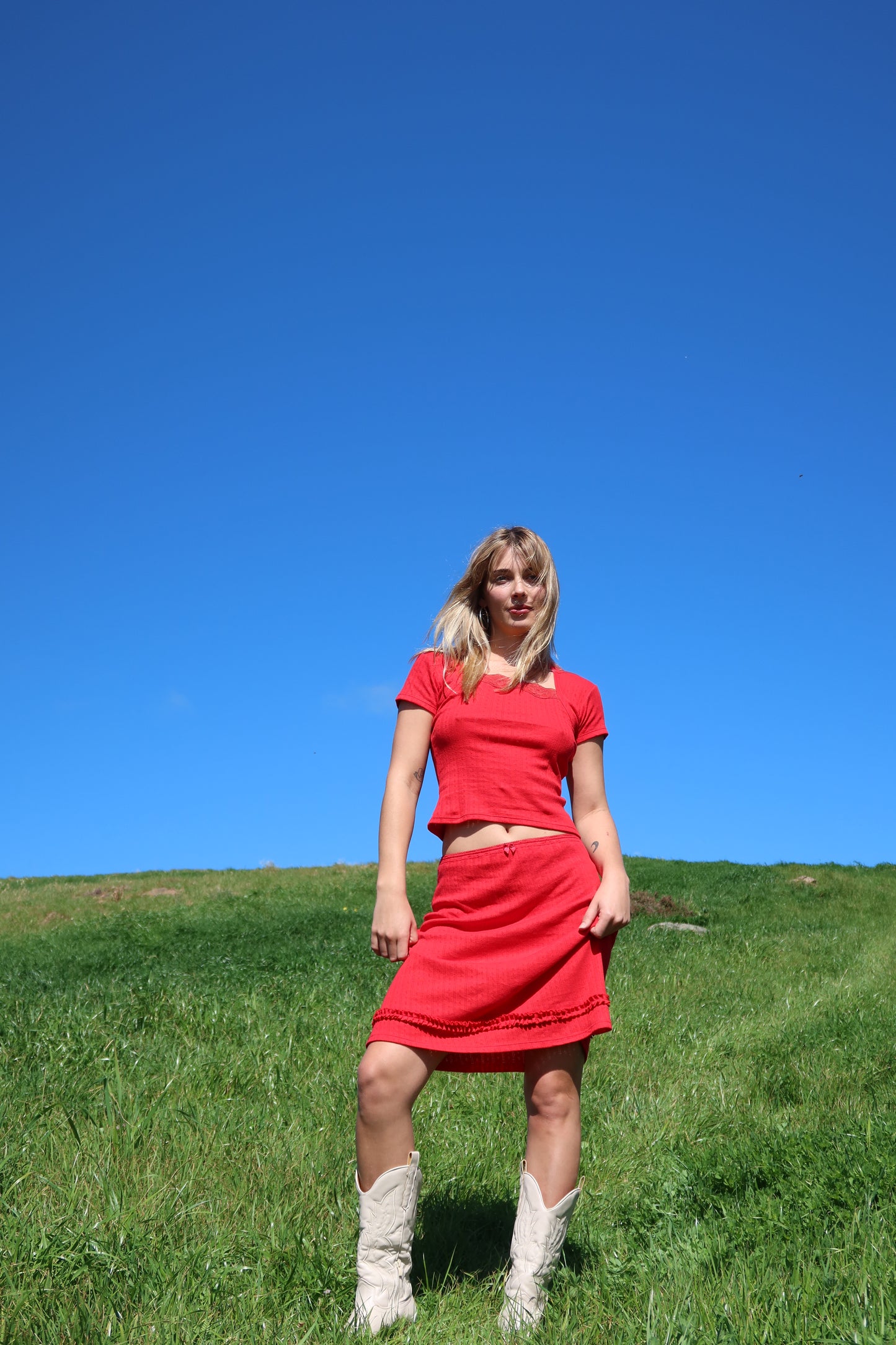 the margot Skirt Pointelle Cherry