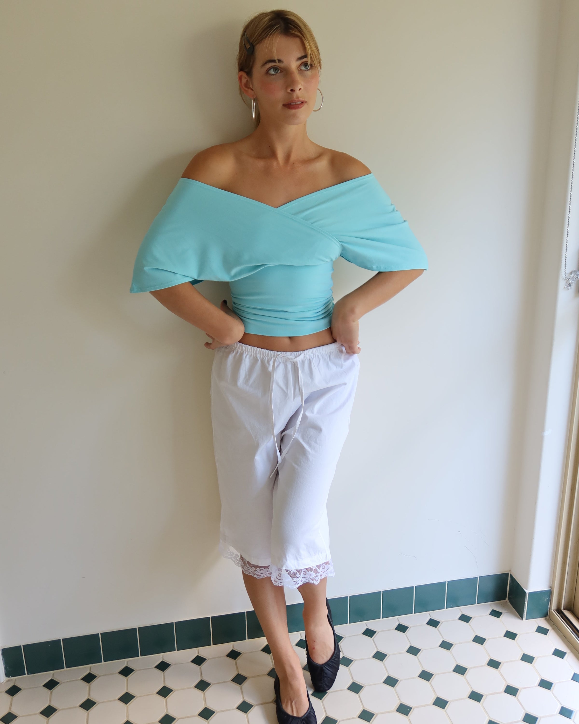 the belle top in aquamarine