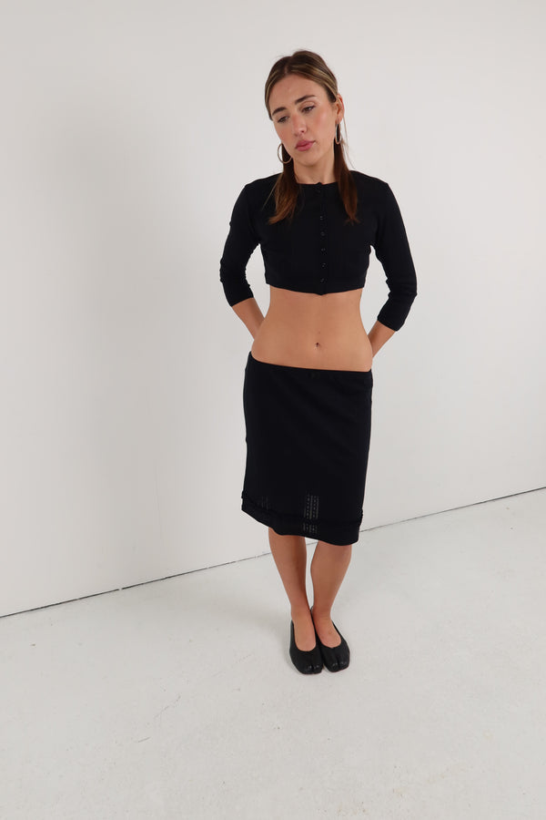 Camille Cardigan Pointelle Noir