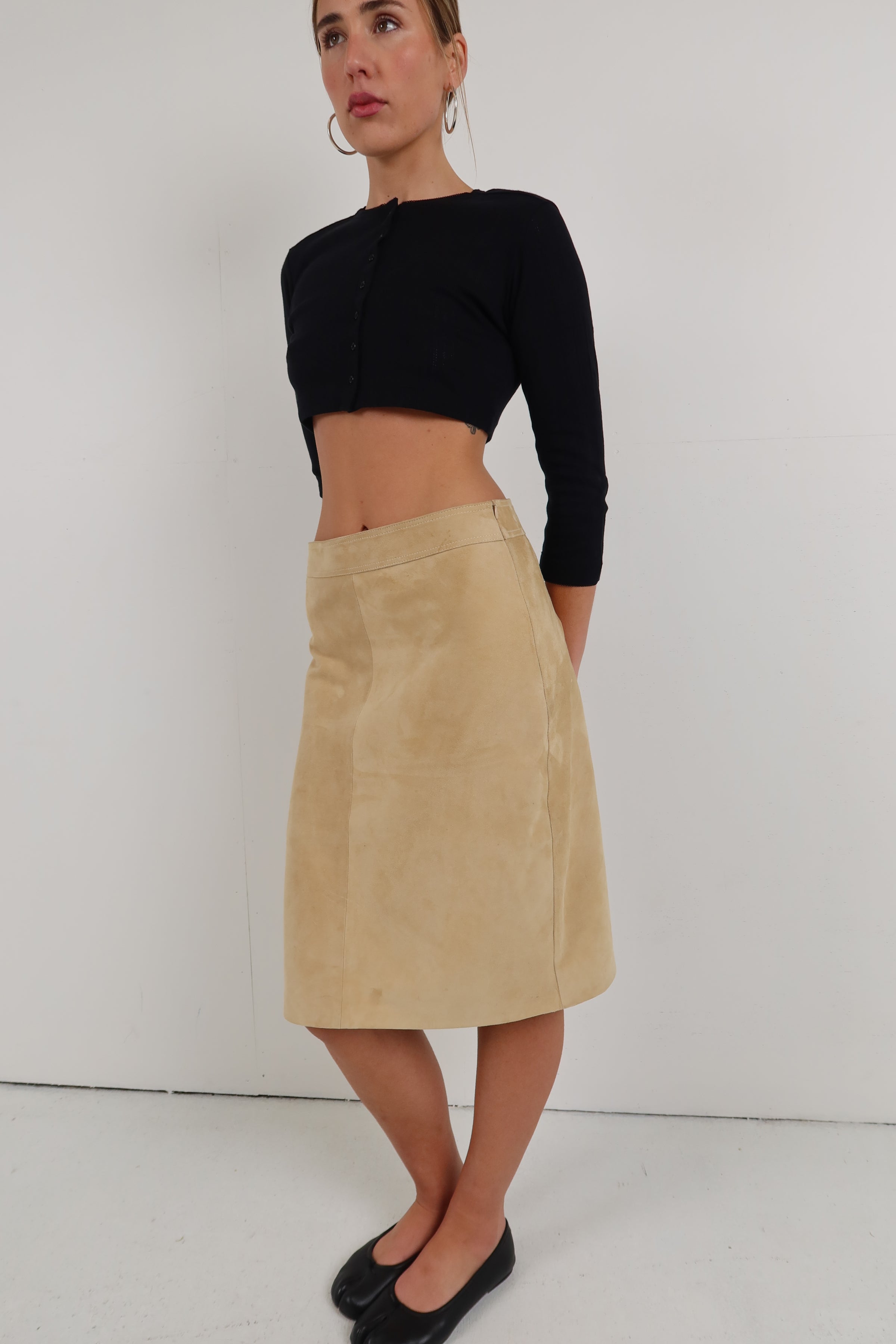 Allegra Suede Skirt Tan