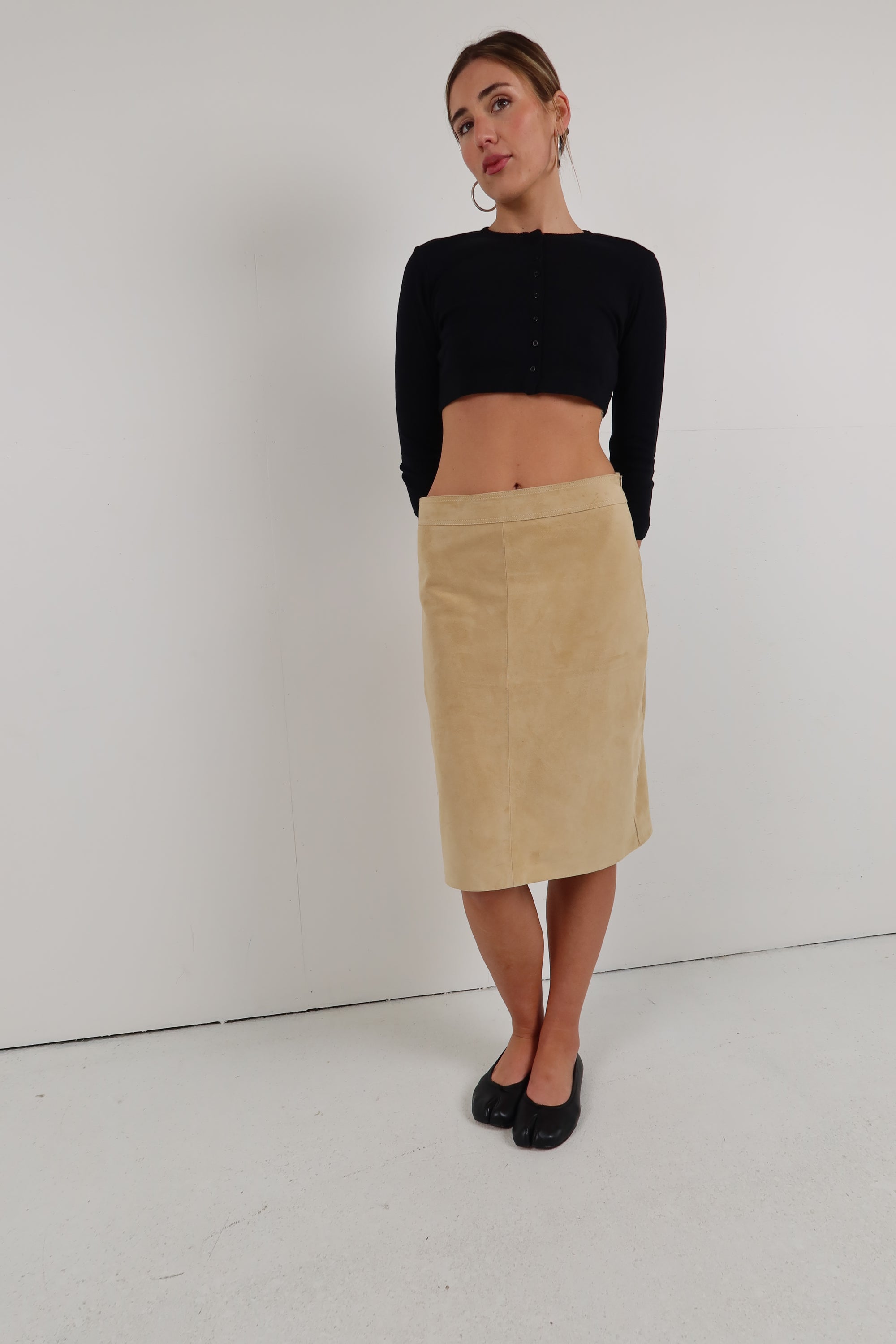 Allegra Suede Skirt Tan