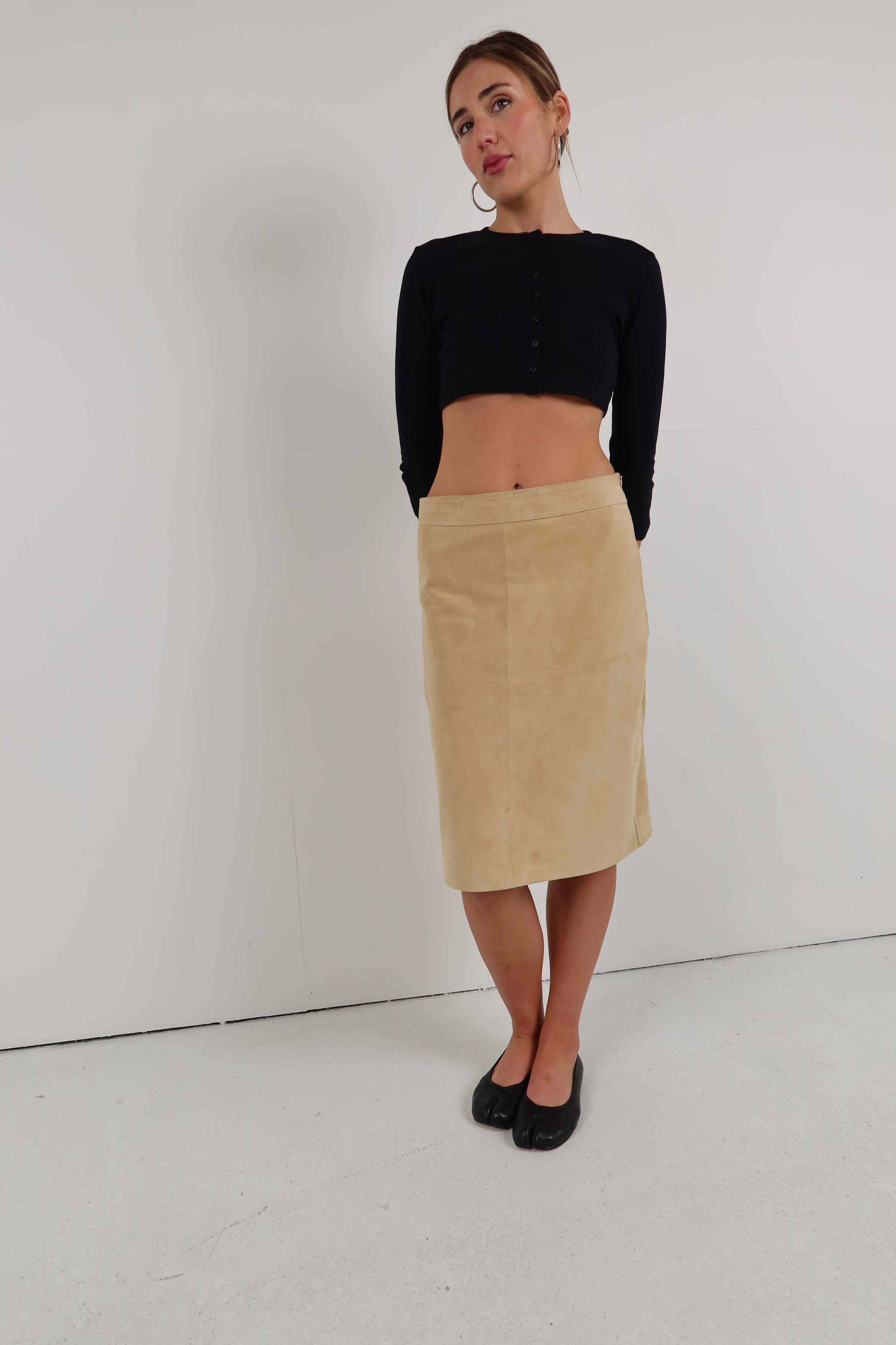 Allegra Suede Skirt Tan