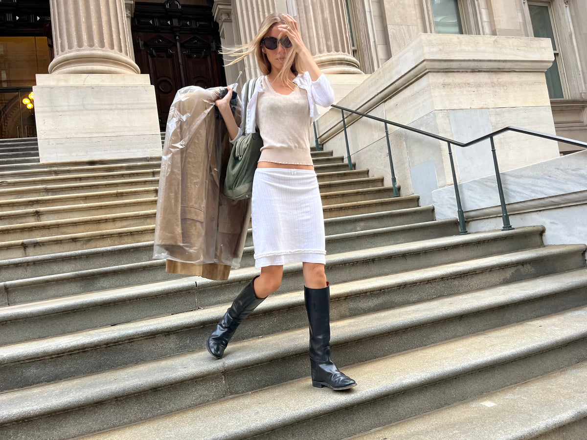 Camille Cardigan Pointelle White