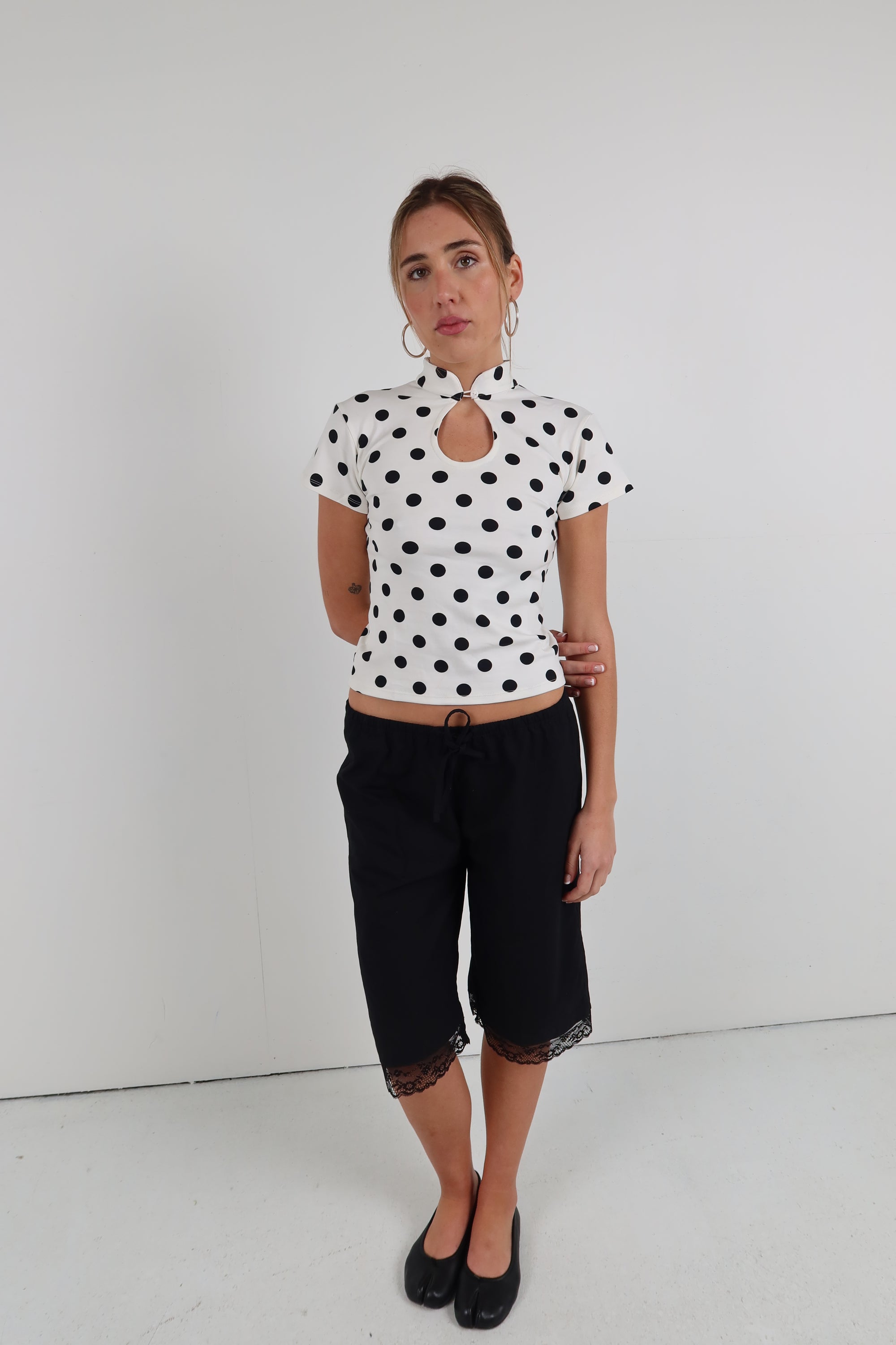 Lola Top White Polka Dot