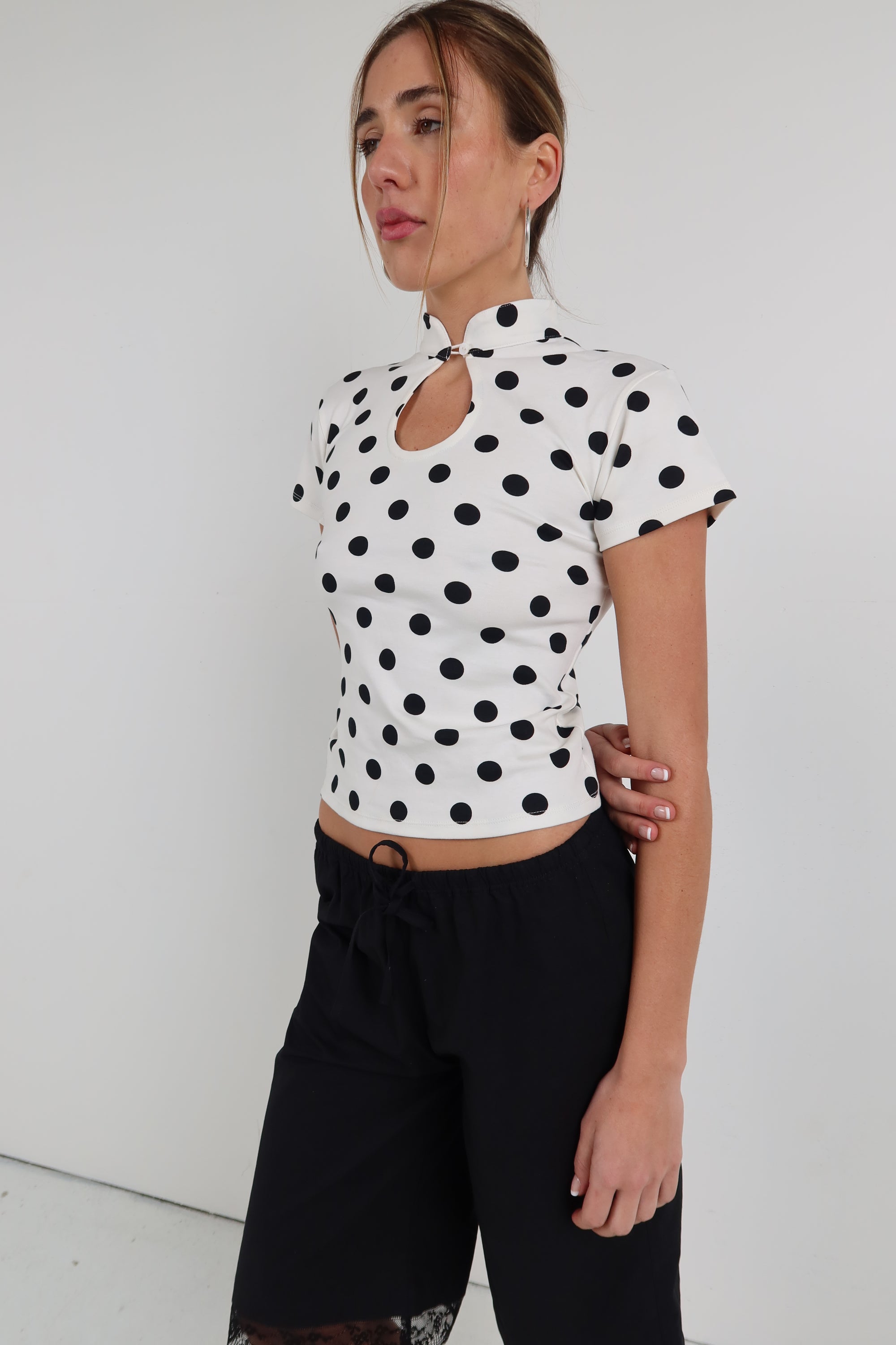 Lola Top White Polka Dot