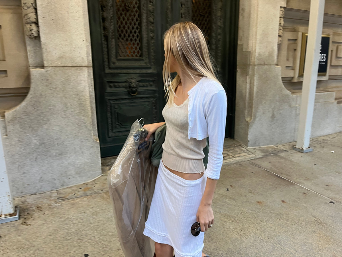 Camille Cardigan Pointelle White