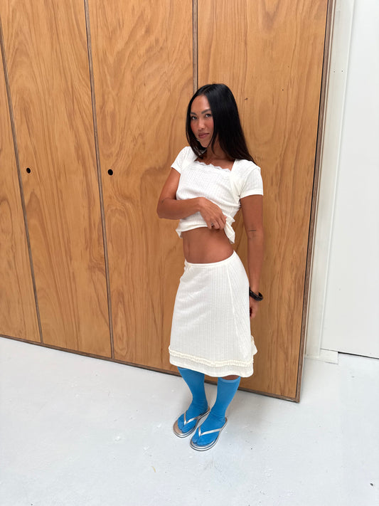 the Margot Skirt Pointelle Cream