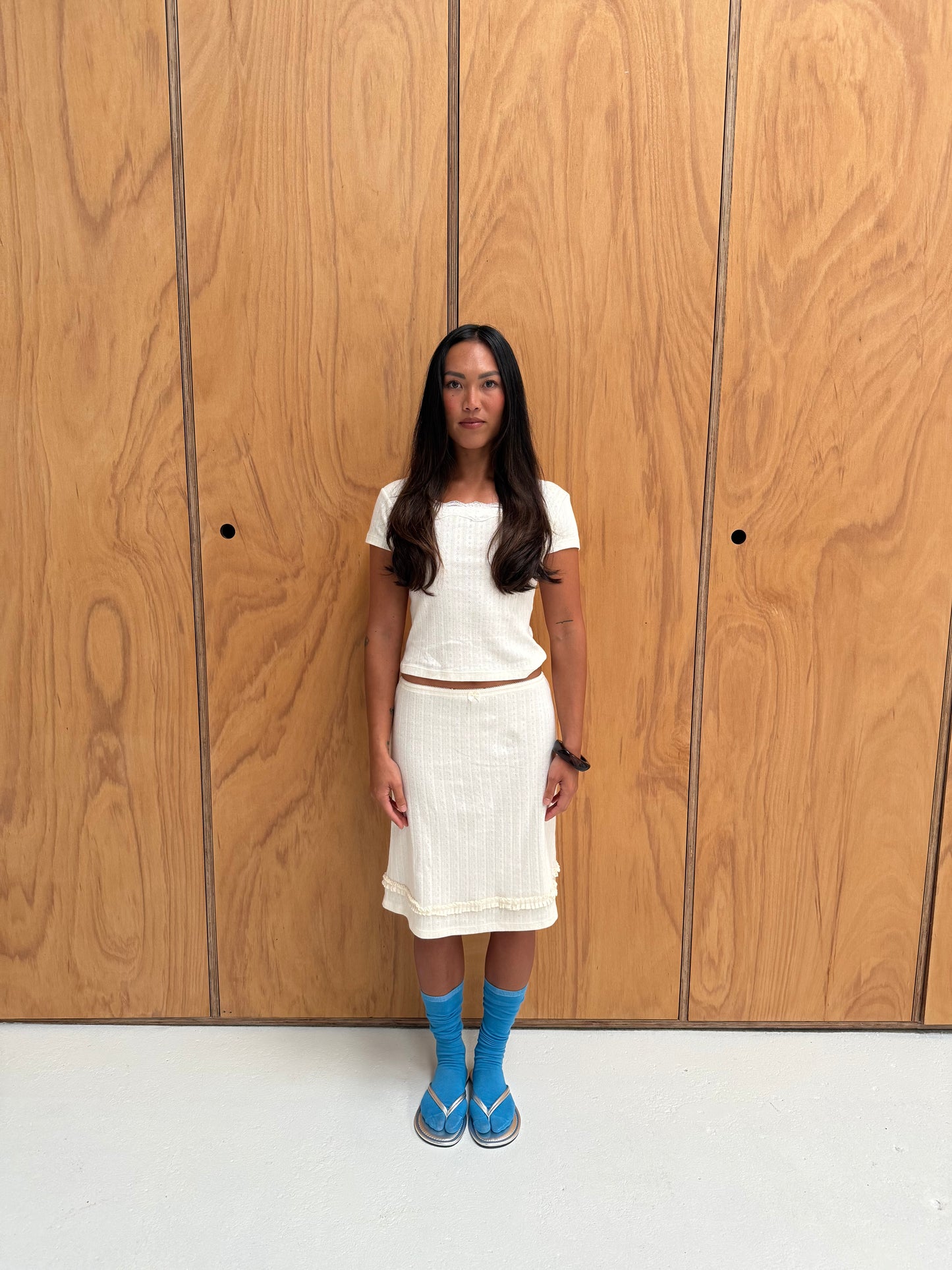 the Margot Skirt Pointelle Cream
