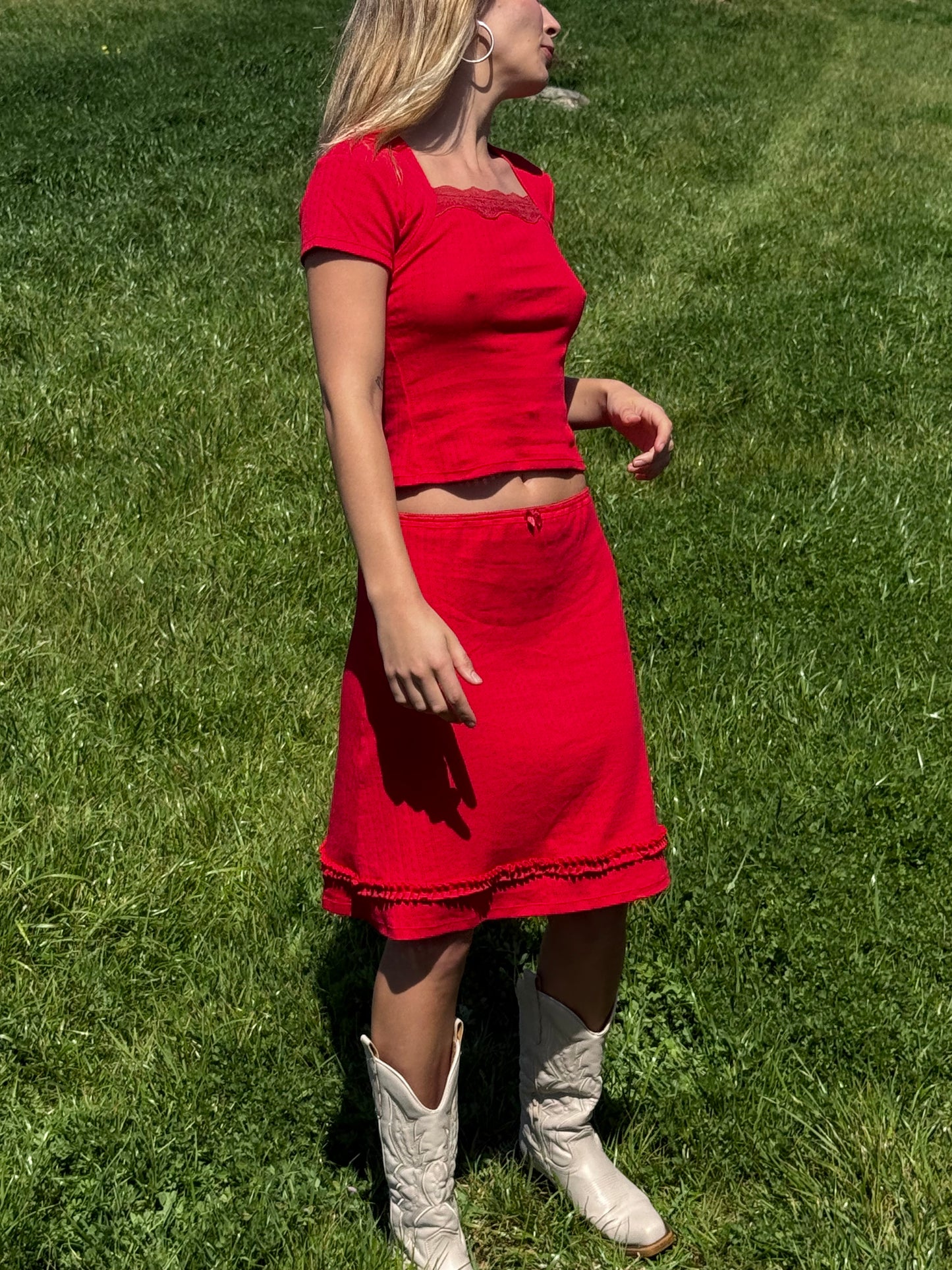 the margot Skirt Pointelle Cherry