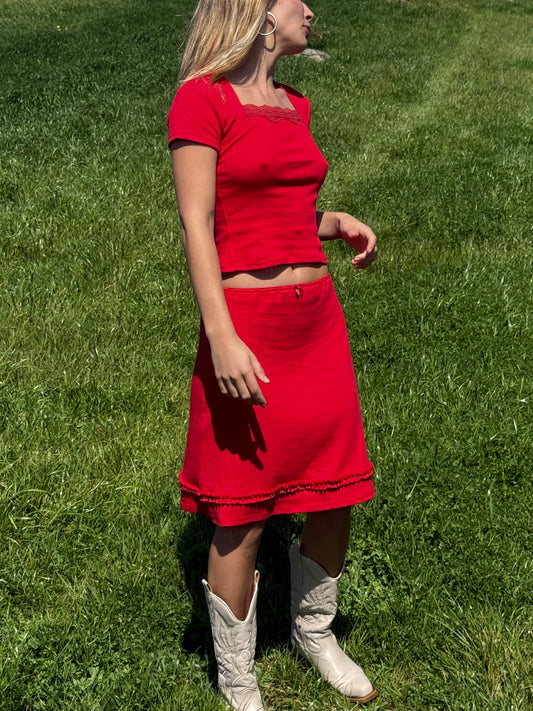 the margot Skirt Pointelle Cherry