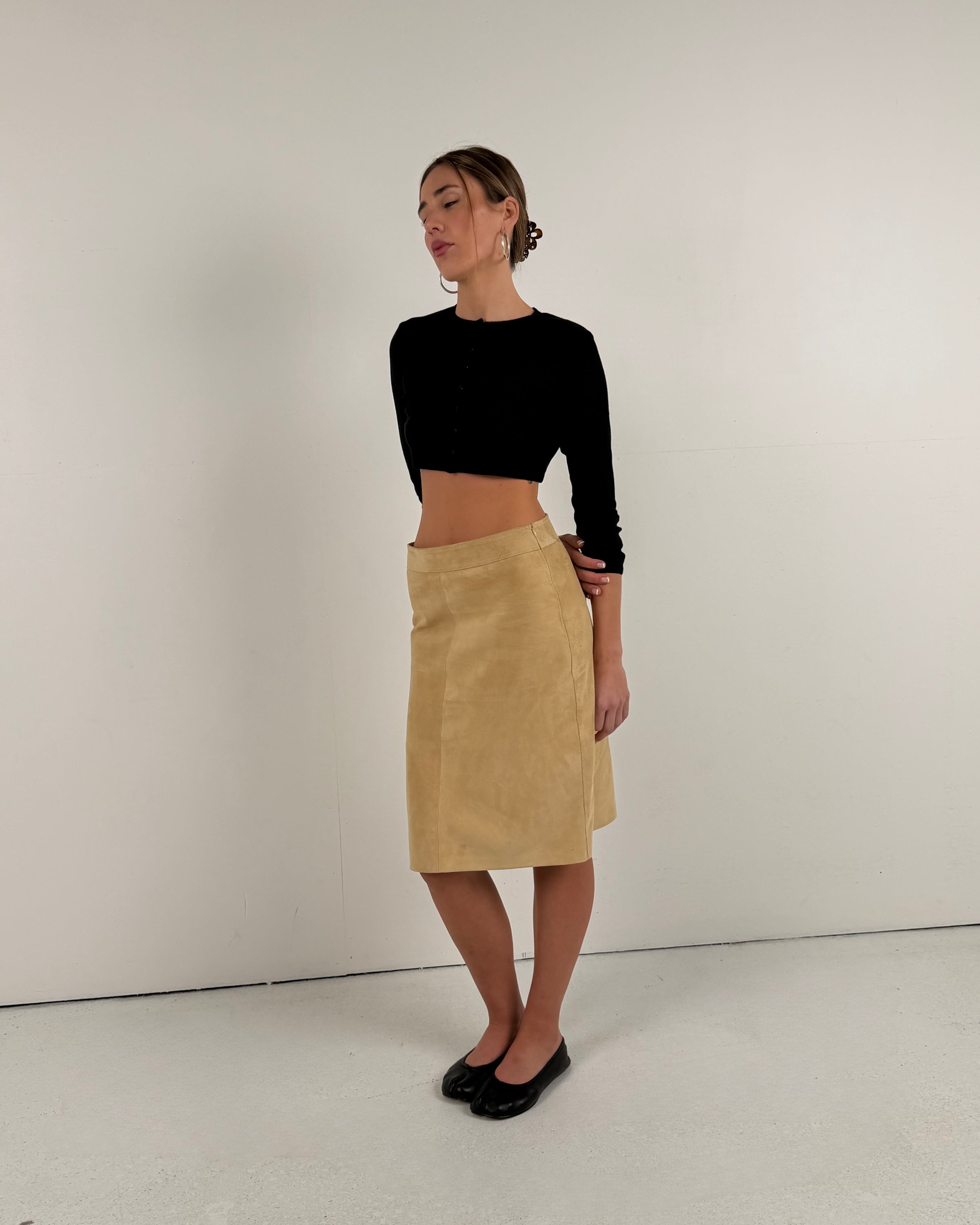 Allegra Suede Skirt Tan