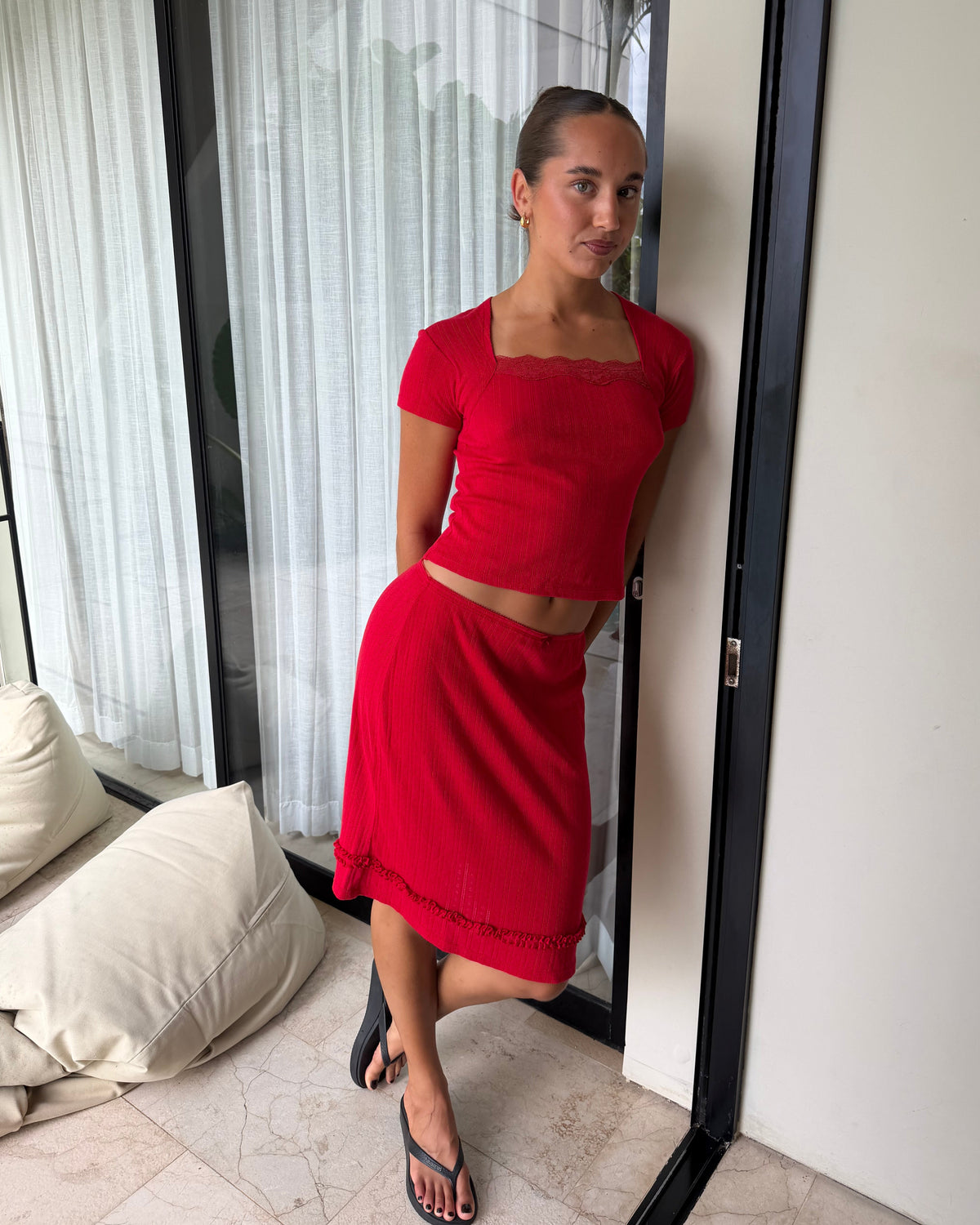 Margot Top Pointelle Cherry