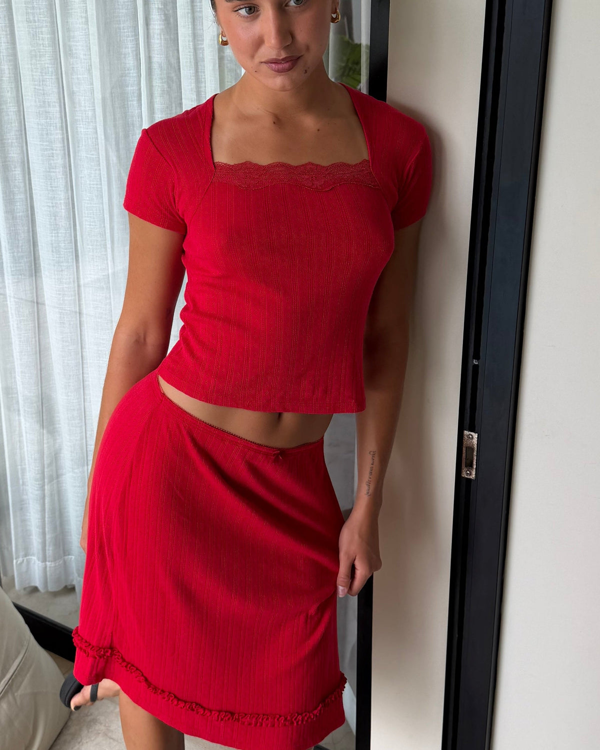 Margot Top Pointelle Cherry