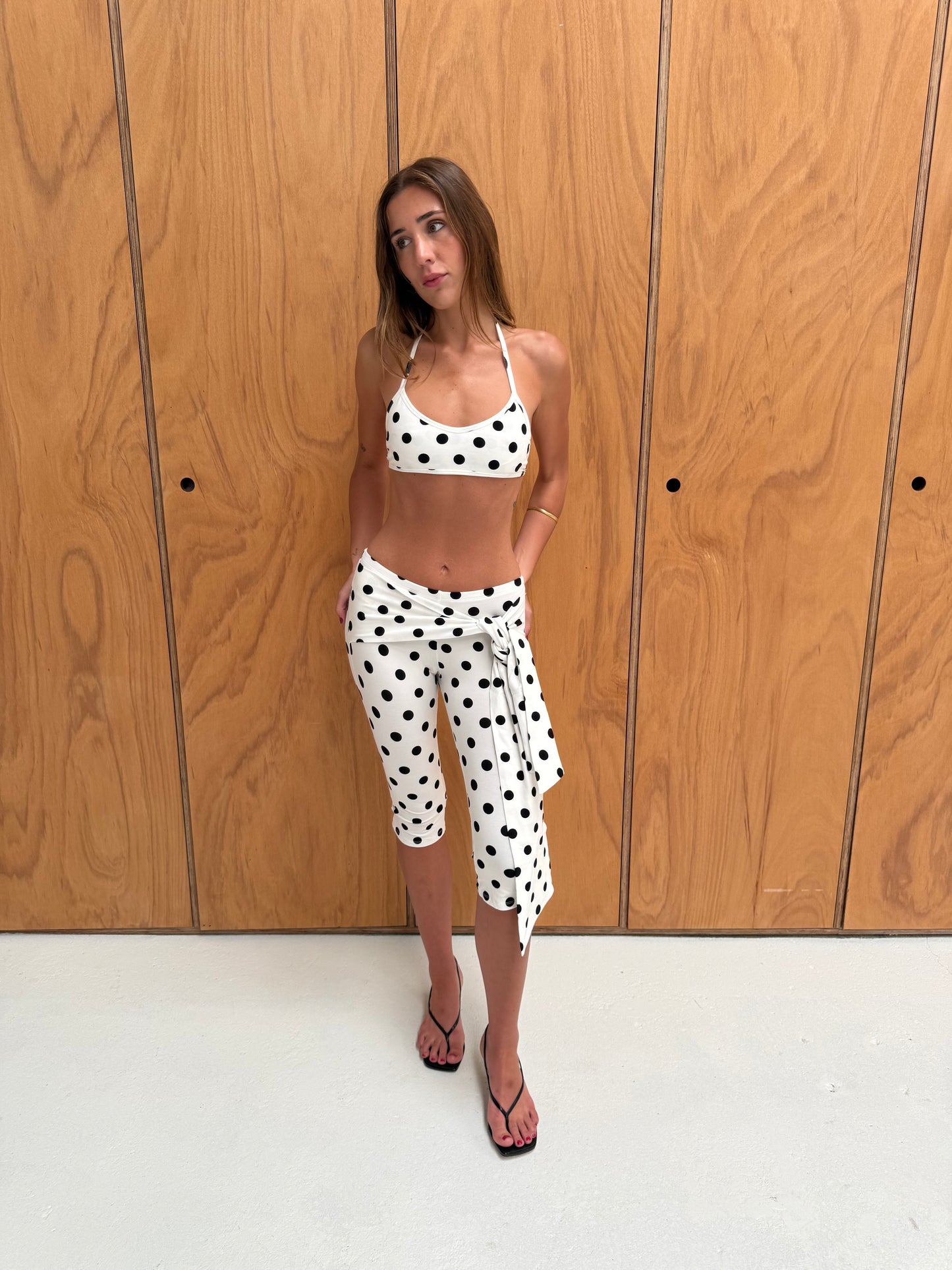 the lola capris ivory polka dot