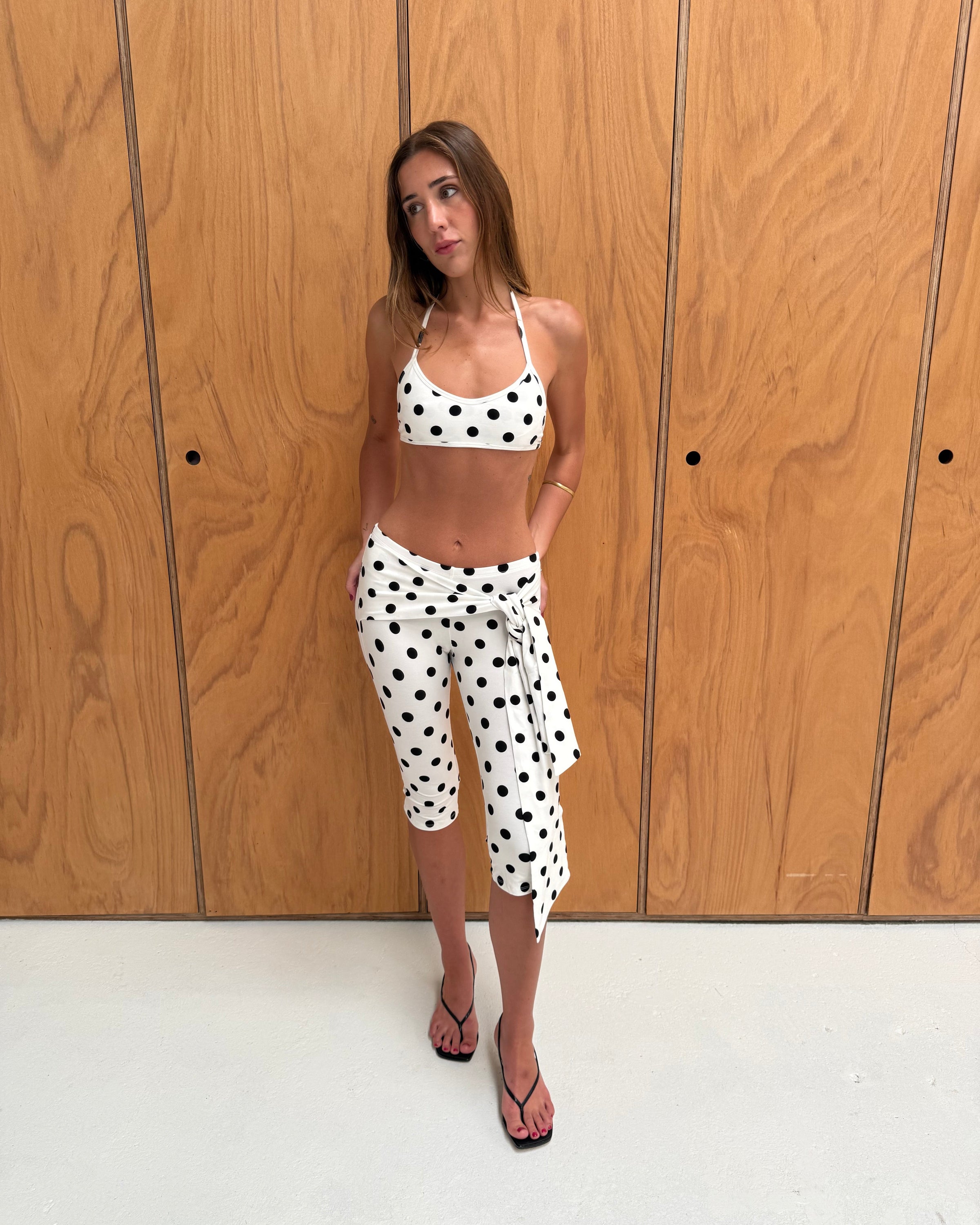 the lola capris ivory polka dot