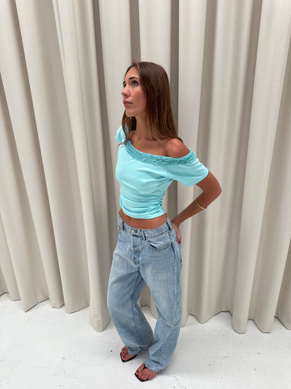 the mira top in aquamarine